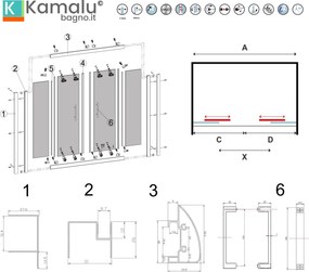 Nicchia doccia 160cm doppio scorrevole altezza 180cm | KAM-KNF6000 - KAMALU
