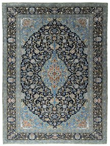 Kashan Tappeto 300x400 Blu (Iran) Annodato A Mano
