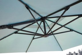 QUASI PERFETTO Ombrellone a palo laterale grigio Aura con telo quadrato turchese L 286 x P 286 x H 264 cm