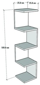 Mensola Ad Angolo Zig-Zag 5 Ripiani 25x25x109 Musa Bianca