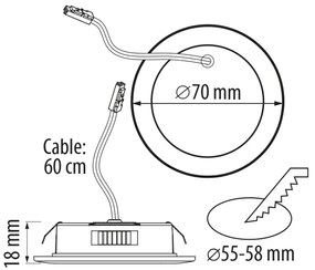 Faro LED da Incasso 4W 12V Foro 55-58mm IP44 CCT Bianco Variabile Colore Bianco Variabile CCT