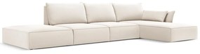 Divano angolare beige (con penisola a destra/con chaise lounge) con rivestimento in velluto Vanda – Mazzini Sofas
