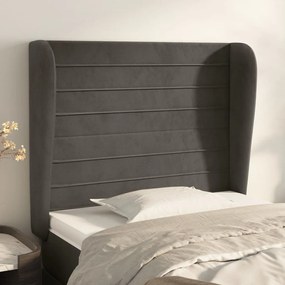 Testiera Ad Orecchio Grigio Scuro 93x23x118/128 Cm İn Velluto /