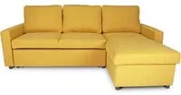 Divano letto angolare con contenitore, divano con chaise longue giallo mod. Kennedy DL-KE16CL