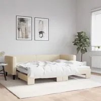 Divano Letto con Letto Estraibile Crema 80x200 cm Tessuto 3196577