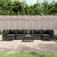 Set Salotto da Giardino 8 pz con Cuscini Antracite in Acciaio 3186917