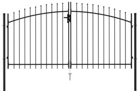 Cancello A Doppia Anta Con Punte İn Acciaio 3x1,5 M Nero /