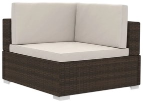 Set Divani da Giardino 4 pz con Cuscini in Polyrattan Marrone