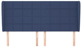 Testiera ad orecchio blu 203x23x118/128 cm in tessuto