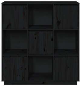 Credenza nera 110,5x35x117 cm in legno massello di pino