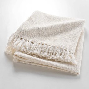 Coperta color crema in misto cotone 125x150 cm Ziggy – douceur d'intérieur