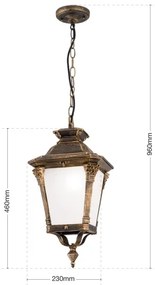 Orion - Lampada a sospensione per esterni AIKO 1xE27/60W/230V IP23 bronzo/patina