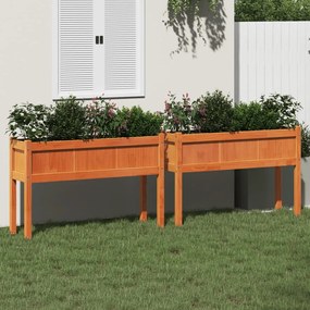 Fioriere Da Giardino 2pz Gambe Marrone Cera Legno Massello Pino /