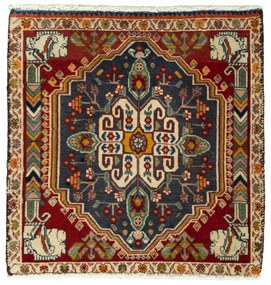 Shiraz Tappeto 60 x 60 Rosso (Iran) Annodato A Mano