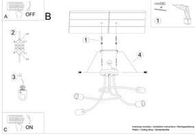Sollux SL.1455 - Lampadario a sospensione con supporto rigido LEVAR 4xE27/15W/230V nero