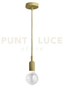 Gso082- pendente flip cavo in stoffa e rosone ottone 1 luce attacco...