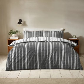 Set copripiumino e federa bianco e nero per letto matrimoniale 3 pezzi 200x200 cm Harbour Stripe – Catherine Lansfield