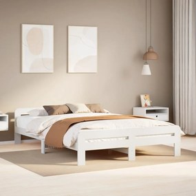 Letto senza Materasso Bianco 140x190 cm Legno Massello di Pino 855485