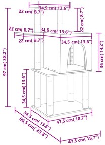 Albero per Gatti con Tiragraffi in Sisal Crema 97 cm