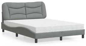 Letto Con Materasso Grigio Chiaro 120x200cm Tessuto /