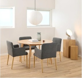 Sedia da pranzo grigia in imbottito con braccioli Zoe – Actona