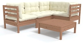 Set divani da giardino 5 pz con cuscini miele legno di pino