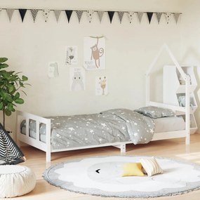 Giroletto Per Bambini Bianco 90x200cm İn Legno Massello Di Pino /