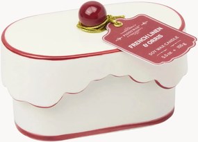 Candela in ceramica con coperchio dipinto a mano Cherie (lino francese & iris)