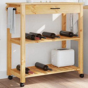 Carrello Da Cucina Monza 84x40x90 Cm İn Legno Massello Di Pino /