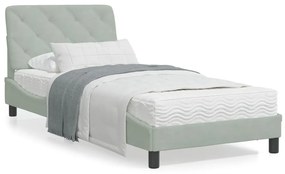 Giroletto Senza Materasso Grigio Chiaro 90x190 Cm Velluto /