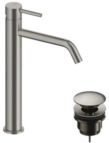 Rubinetto per lavabo a canna alta LOOP nichel spazzolato in ottone SANYCCES