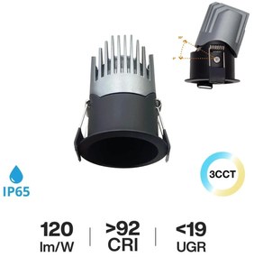 Faro LED da Incasso 6W Nero Ø45mm IP65 CCT UGR19 con driver Philips Colore Bianco Variabile CCT