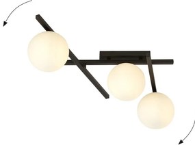 Lampadario da Soffitto in Acciaio e Vetro SMART 3 Nero 3xE14 Colore delle Sfere Bianco
