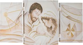 Quadro TRIS moderno su tela 65x146 cm telaio in legno tema Sacra Famiglia