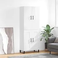 Credenza Bianco Lucido 69,5x34x180 cm in Legno Multistrato 3195813