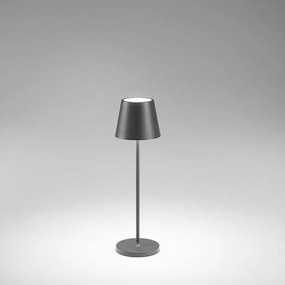 Lampada Da Tavolo Esterno Diva Contemporanea Alluminio Grigio Led Luce Calda