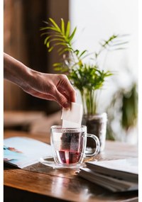 Set di 2 tazze in vetro a doppia parete con piattino , 250 ml Amo - Vialli Design