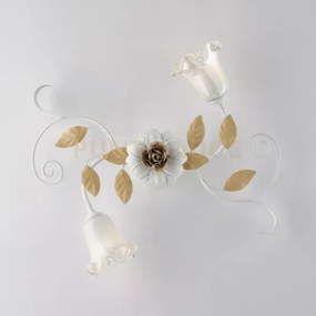 Plafoniera in ferro laccato bianco shabby 2 luci cesto