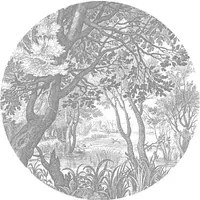 KEK Amsterdam Carta da parati panoramica Engraved Landscapes 4 Circle - BW - Durchmesser 1,425m