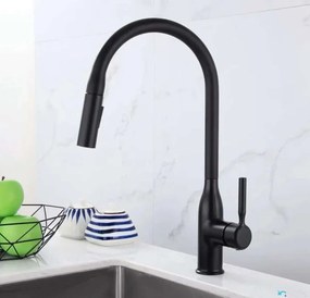 Rubinetto da cucina EYN KS15174 da piano con doccetta estraibile multigetto, bocca girevole e più finiture — Nero opaco