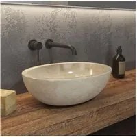 Lavabo da appoggio in marmo leonor sop cream