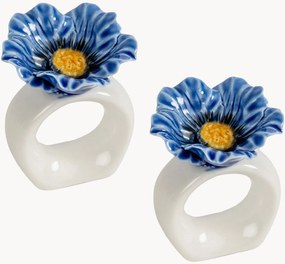Portatovaglioli in porcellana dipinti a mano Poppy, set da 2