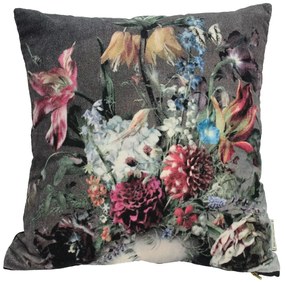 Cuscino 45x45 cm in velluto con fiori multicolore