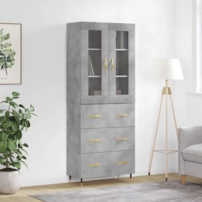 Credenza Grigio Cemento 69,5x34x180 Cm İn Legno Multistrato /