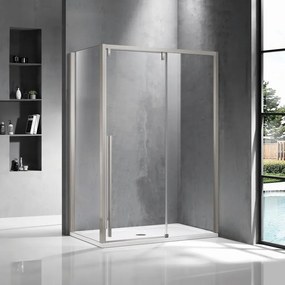 Cabina doccia 90x120 scorrevole con lato fisso 90 cm finitura acciaio spazzolato | KSA5000AS - KAMALU