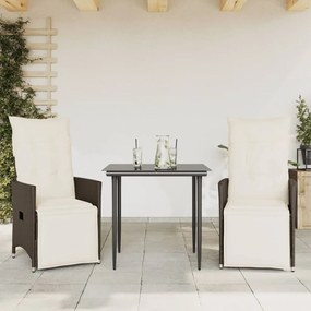 Sedie reclinabili giardino 2pz con cuscini marrone polyrattan