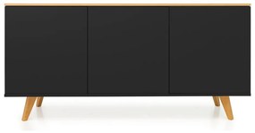 Cassettiera nera con gambe in faggio , 162 x 77 cm Amelia - Tenzo