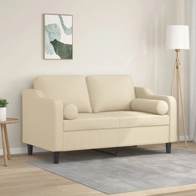 Divano A 2 Posti Con Cuscini Crema 120 Cm İn Tessuto /