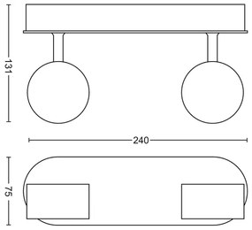 Philips 50562/11/P0-Luce LED dimmerabile MYLIVING WORCHESTER 2xLED/4,5W/230V