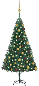 Albero Di Natale Preilluminato Con Palline Verde 120 Cm Pvc /